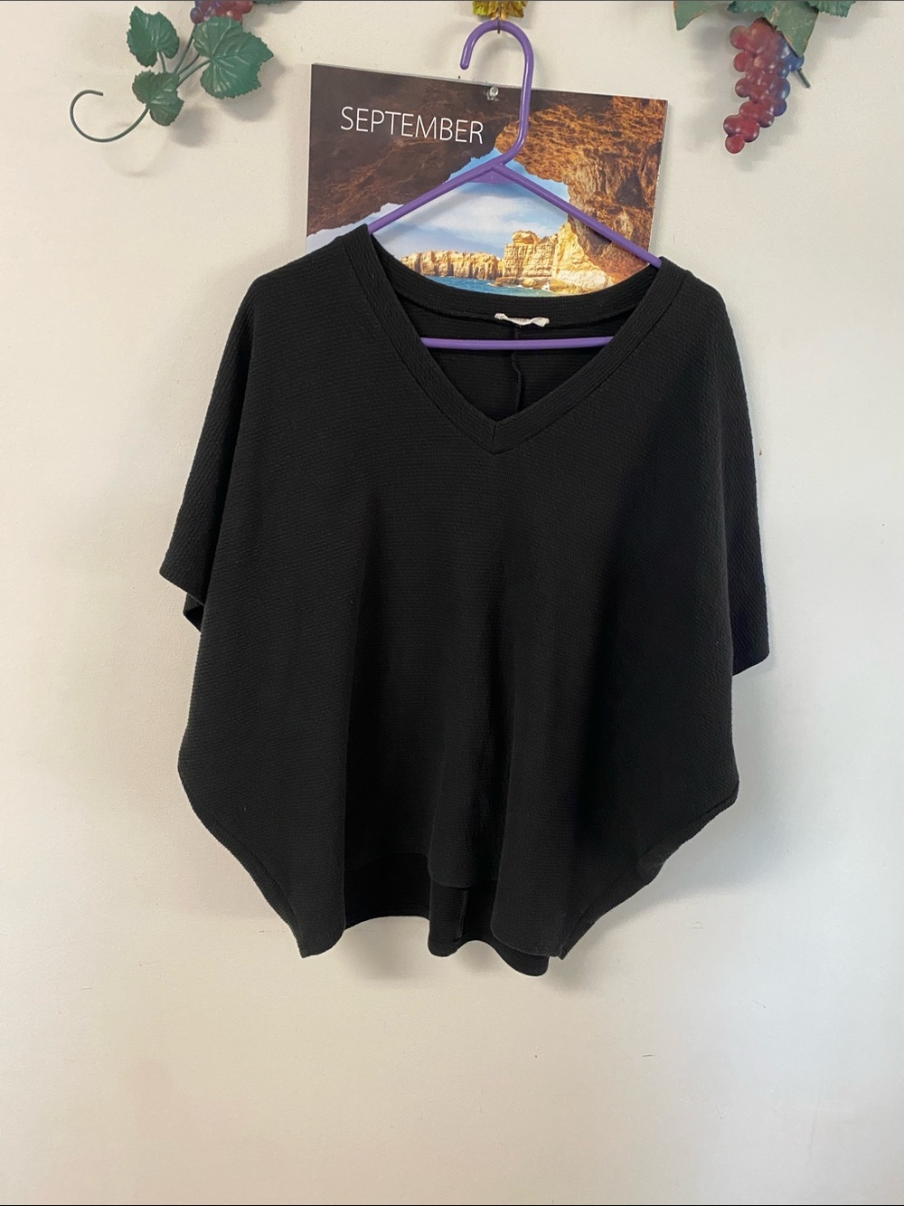 Charlotte Avery Black V-Neck Dolman Relaxed Tunic Top